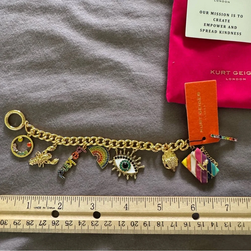 NEW NWT! KURT GEIGER LONDON Multi Charms Bracelet Charm Bracelet Be Kind